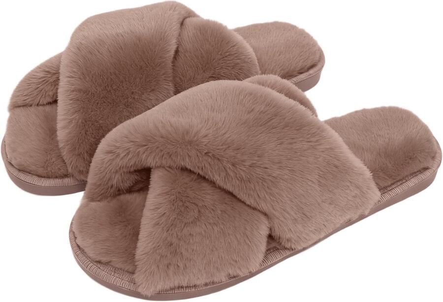 Dames winterpantoffels Pantoffels met traagschuim Antislip comfortabele katoenen pantoffels Dames winterpantoffels met open neus Crossover pantoffels voor thuis Geschikt voor binnen buiten
