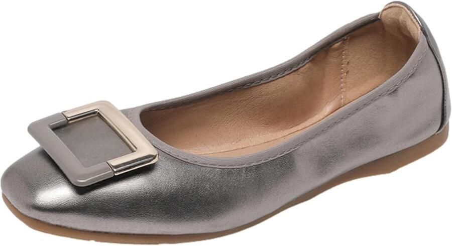 Dames Zacht Balletflats Vierkante Teen Instapper Wandelschoenen