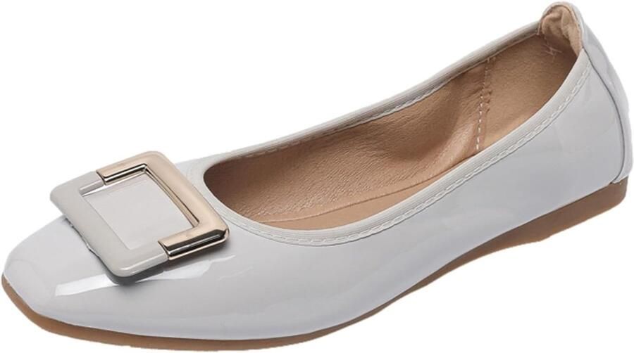 Dames Zacht Balletflats Vierkante Teen Instapper Wandelschoenen