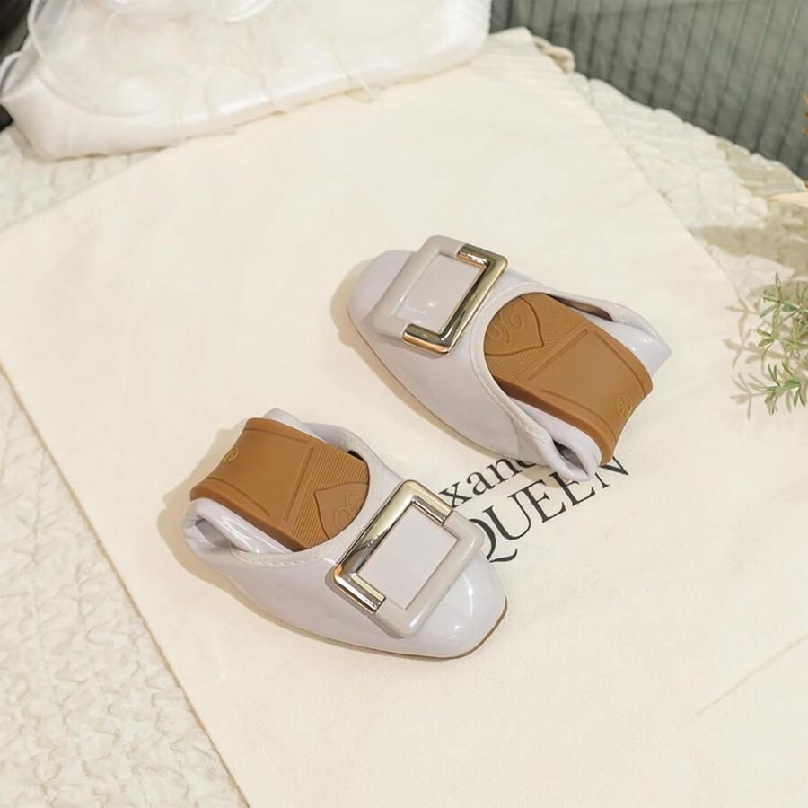 Dames Zacht Balletflats Vierkante Teen Instapper Wandelschoenen