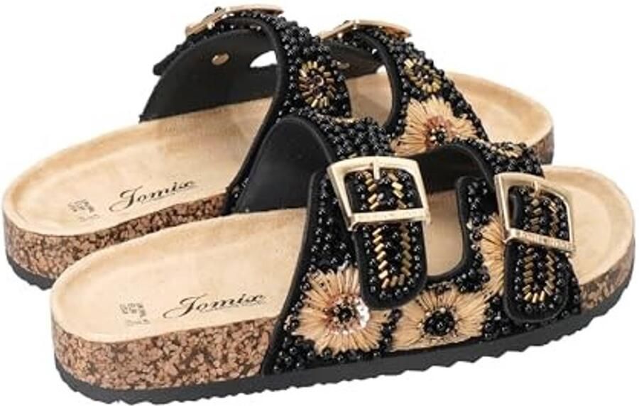 Dames Zomer Sandalen Korkzool met Strass Zwart - Foto 1