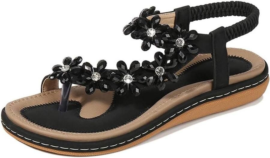 Dames Zomer Sandalen Platte Schoenen met Bohemian Strass Steentjes