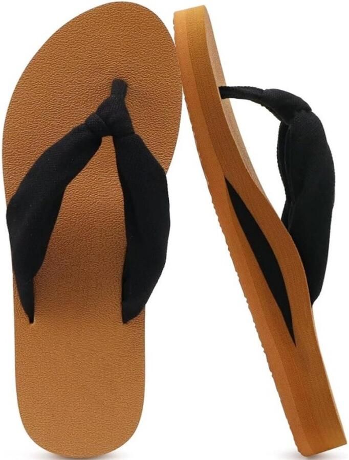 Dames zomer slippers foam yoga sandalen teenslippers strandschoenen geschikt voor strand en zwembad gedempte platte schoenen Zwart Bruin Amerikaanse
