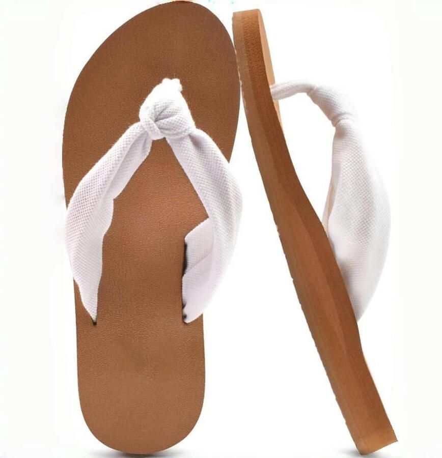 Dames zomer slippers foam yoga sandalen teenslippers strandschoenen geschikt voor strand en zwembad gedempte platte schoenen Wit Amerikaanse