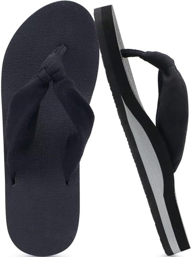 Dames zomer slippers foam yoga sandalen teenslippers strandschoenen geschikt voor strand en zwembad gedempte platte schoenen Zwart Amerikaanse