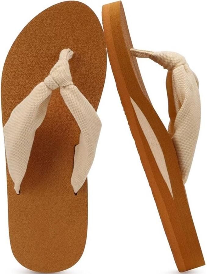 Dames zomer slippers foam yoga sandalen teenslippers strandschoenen geschikt voor strand en zwembad gedempte platte schoenen Khaki Amerikaanse