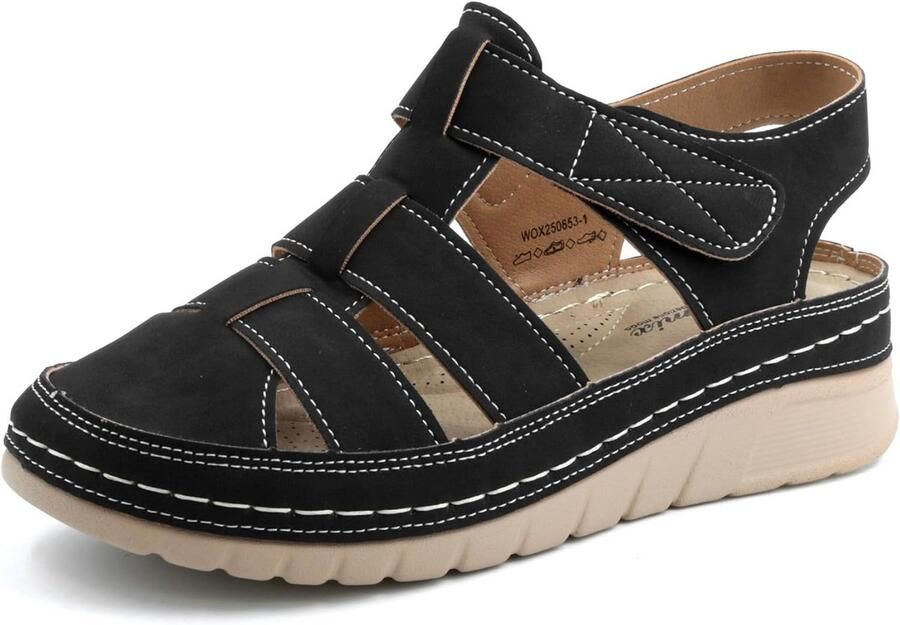 Zomersandalen voor Dames met Klittenband en Gesloten Teen Ademend en Comfortabel