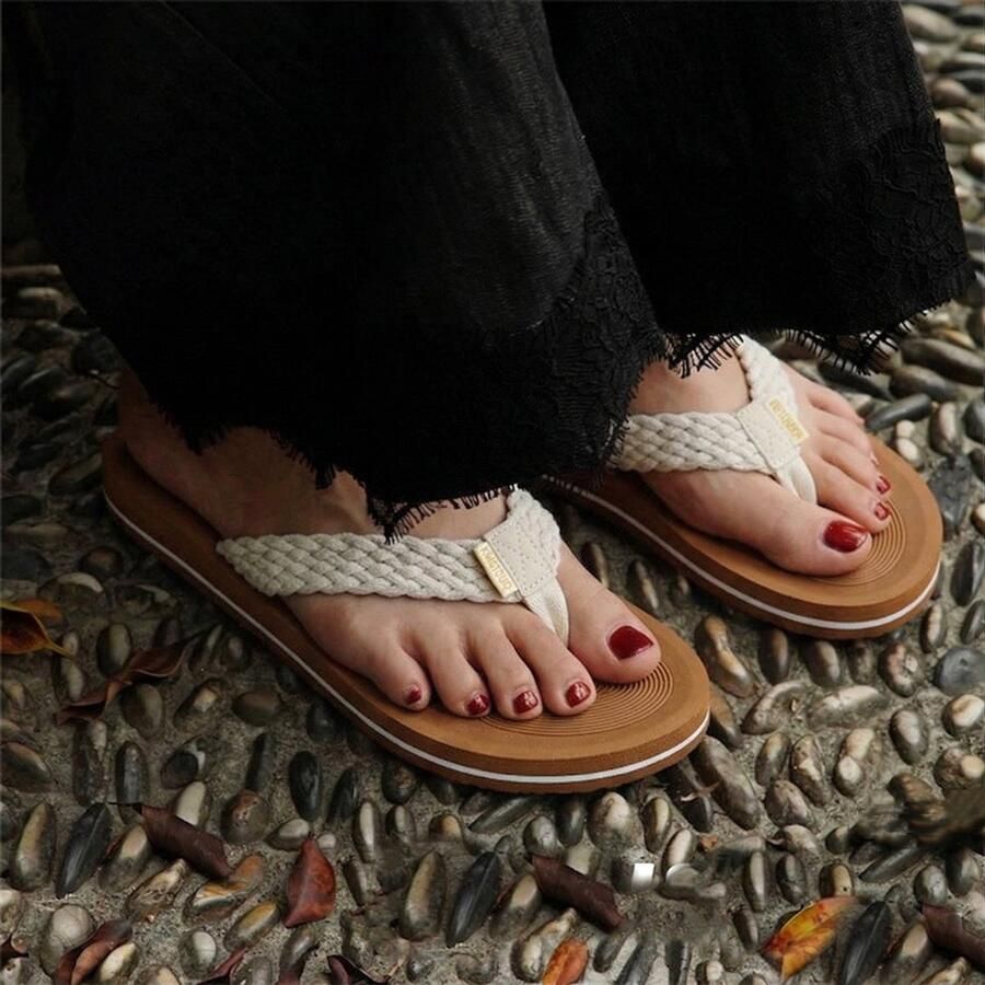 Dames zomersandalen modieuze teenslippers voor strand en zwembad comfortabele antislip badslippers verkrijgbaar in verschillende maten Wit