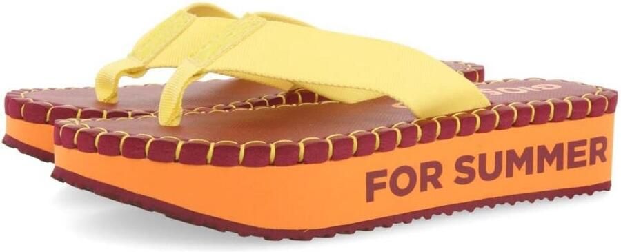 Dames Zwarte Teenslippers met Multicolor Platform en Gewatteerde Zool