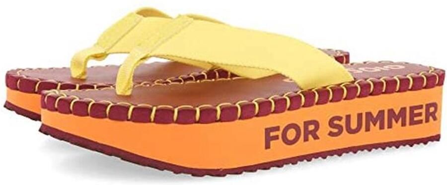 Dames Zwarte Teenslippers met Multicolor Platform en Gewatteerde Zool