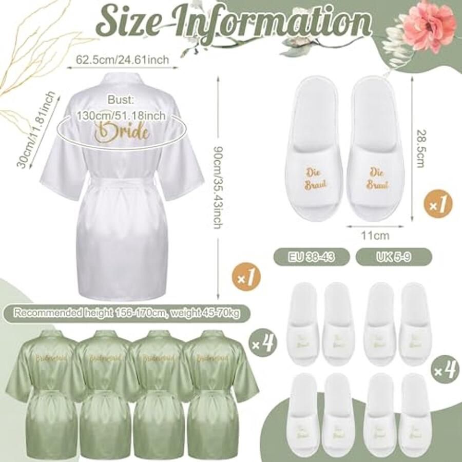 Damesbruidsbadjas Satijnen Bruidsbadjas met Slippers Lang