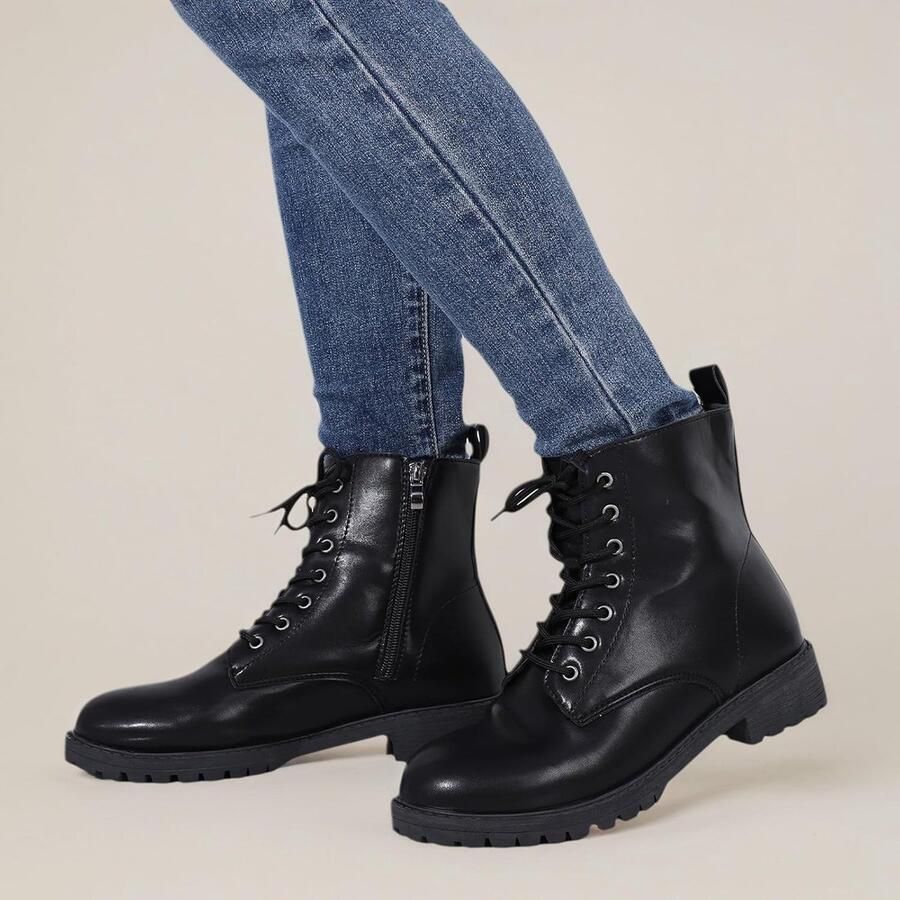 Laarzen Kunstleer Veterschoenen Wandelschoenen Enkellaarsjes hak