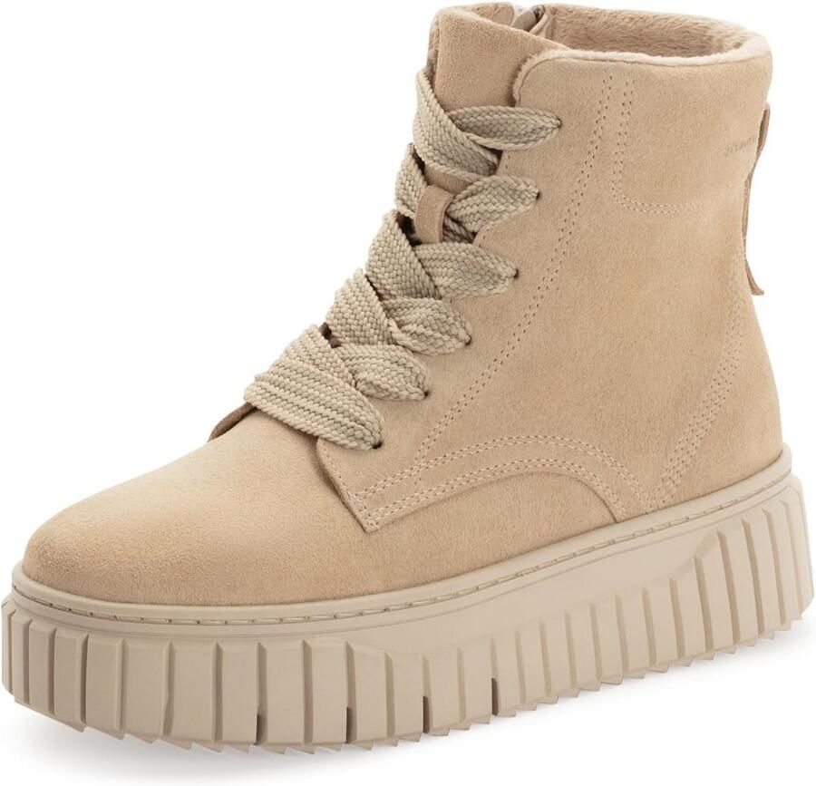 Dameslaarzen Leer Beige Comfortabele Hoge Kwaliteit Laarzen
