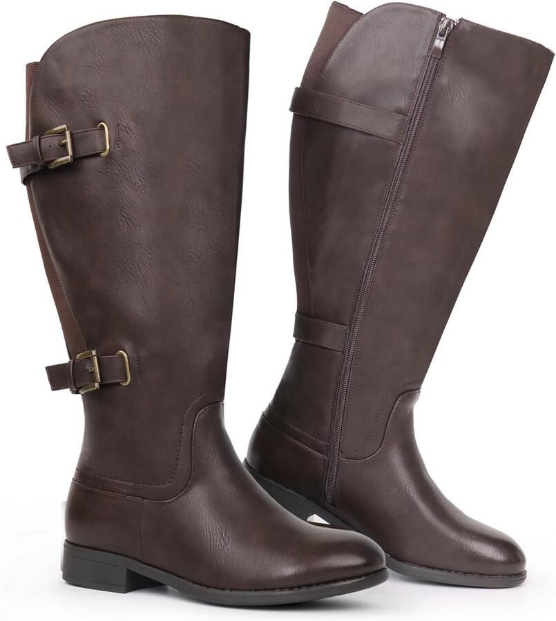 Kniehoge Dames Laarzen met Brede Schacht