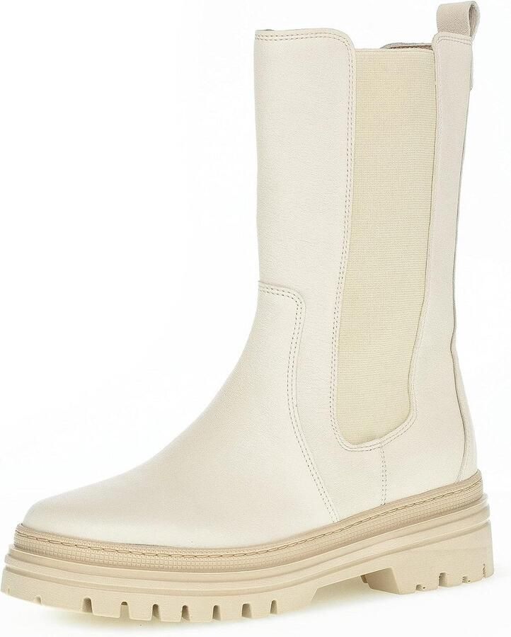 Dames Chelsea Laarzen Beige Suède Leer Uitneembaar Voetbed Blokhak