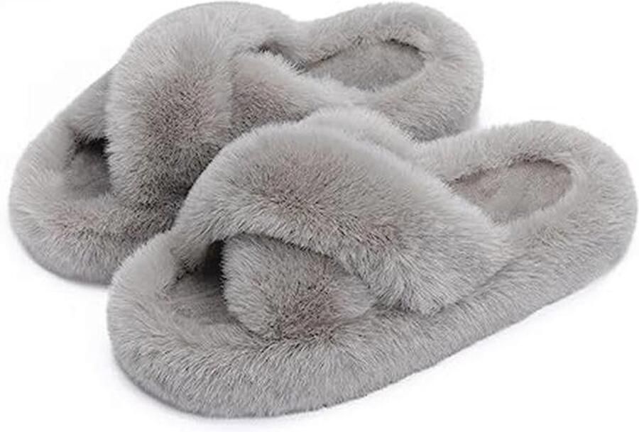 Damespantoffels Memory Foam Comfortabele Imitatiebont Slippers voor Thuis
