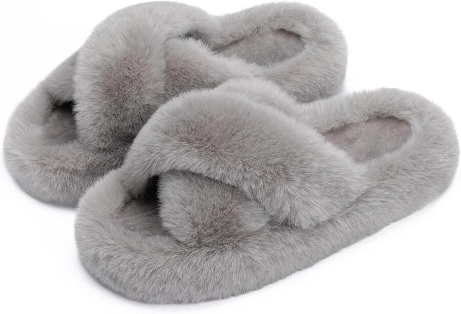 Damespantoffels Memory Foam Comfortabele Imitatiebont Slippers voor Thuis