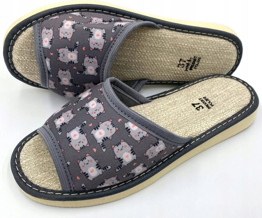 Dames pantoffels met kattenprint