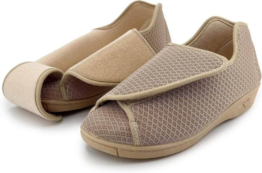 spantoffels met klittenbandsluiting voor gezwollen voeten platte pantoffels voor oudere sen van ade d mesh comfortabele schoenen met antislipzool licht voor postoperaties