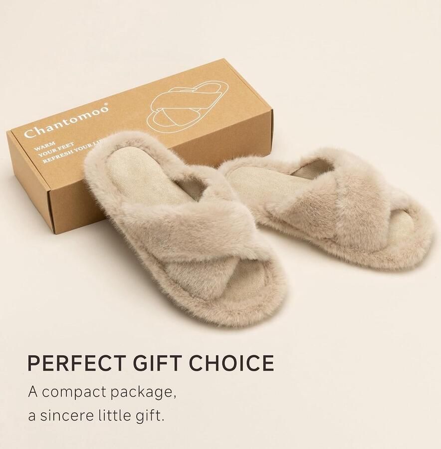 Damespantoffels met kruisband donzige traagschuim pantoffels voor vrouwen pluche comfortabel imitatiebont slippers huisschoenen antislipzool cadeaupantoffels