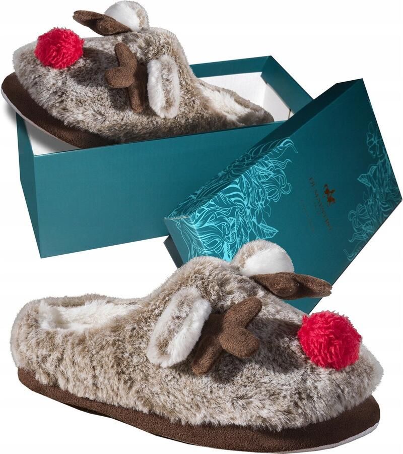 Damespantoffels SORBETTO Premium Renifer Brons