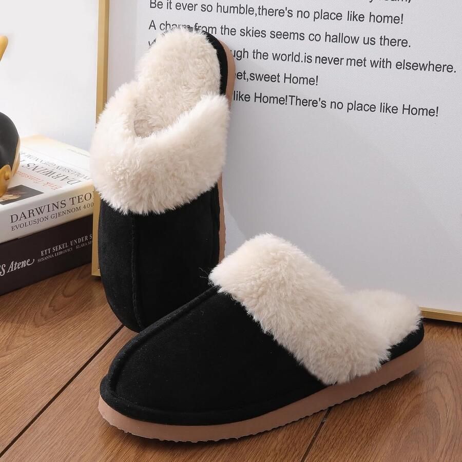 Damespantoffels traagschuim pluche antislip