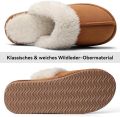 Damespantoffels traagschuim pluche antislip - Kastanje