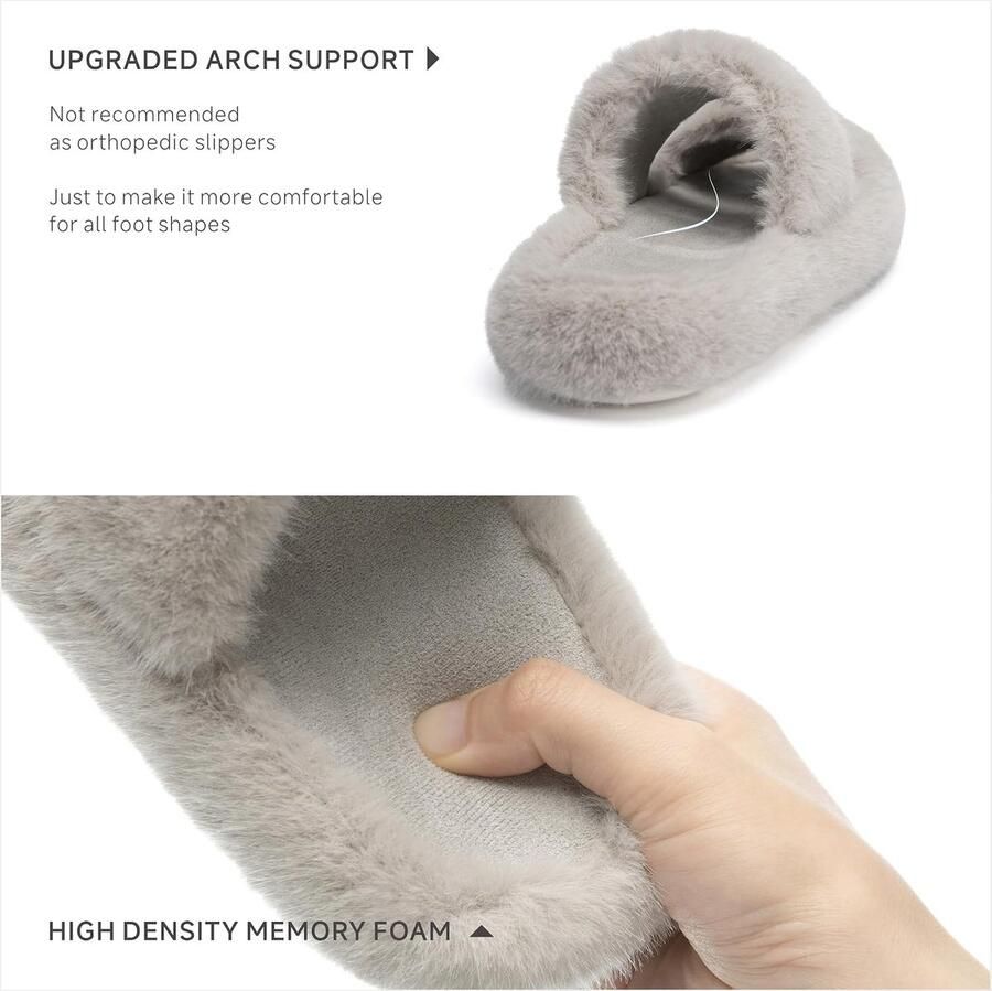 Damespantoffels van traagschuim donzig comfortabel imitatiebont huisschoenen donzig slaapkamer binnen met twee bandjes trendy cadeaupantoffels