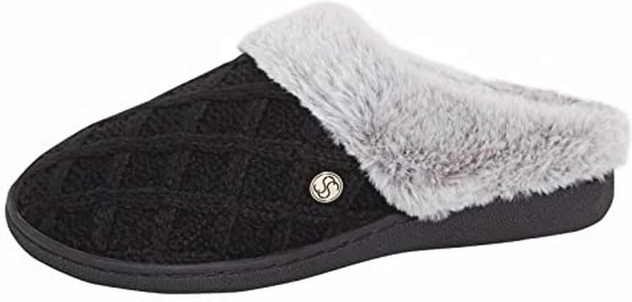 Damespantoffels van traagschuim Gebreide Open Rug Muiltjes voor Binnen