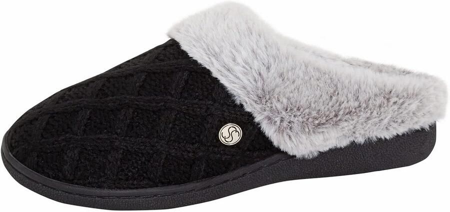 Damespantoffels van traagschuim Gebreide Open Rug Muiltjes voor Binnen