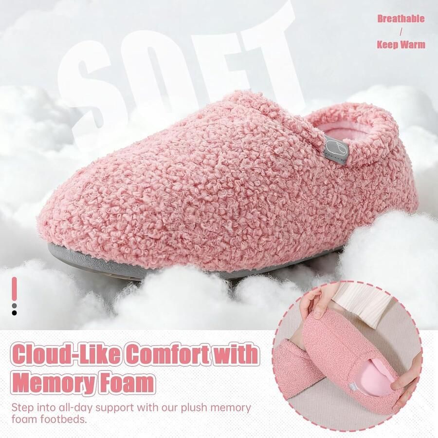 Damespantoffels van traagschuim met voering van imitatiefleece pluche licht en ademend knuffelige antislip pantoffels voor dames