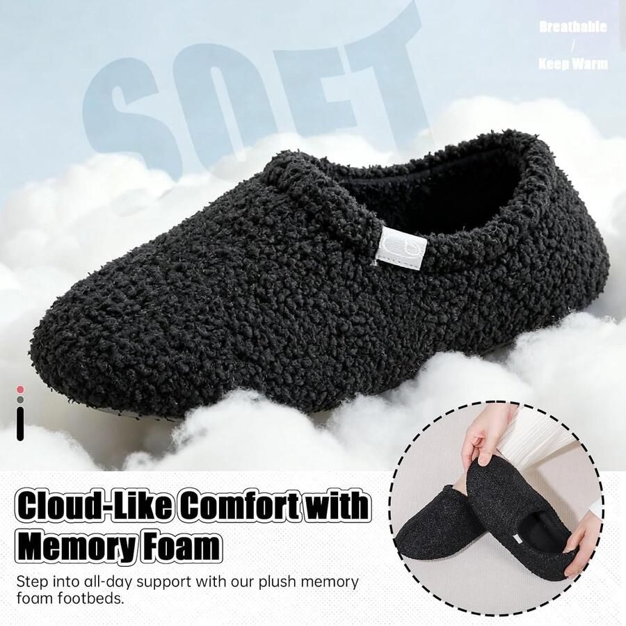 Damespantoffels van traagschuim met voering van imitatiefleece pluche licht en ademend knuffelige antislip pantoffels voor dames