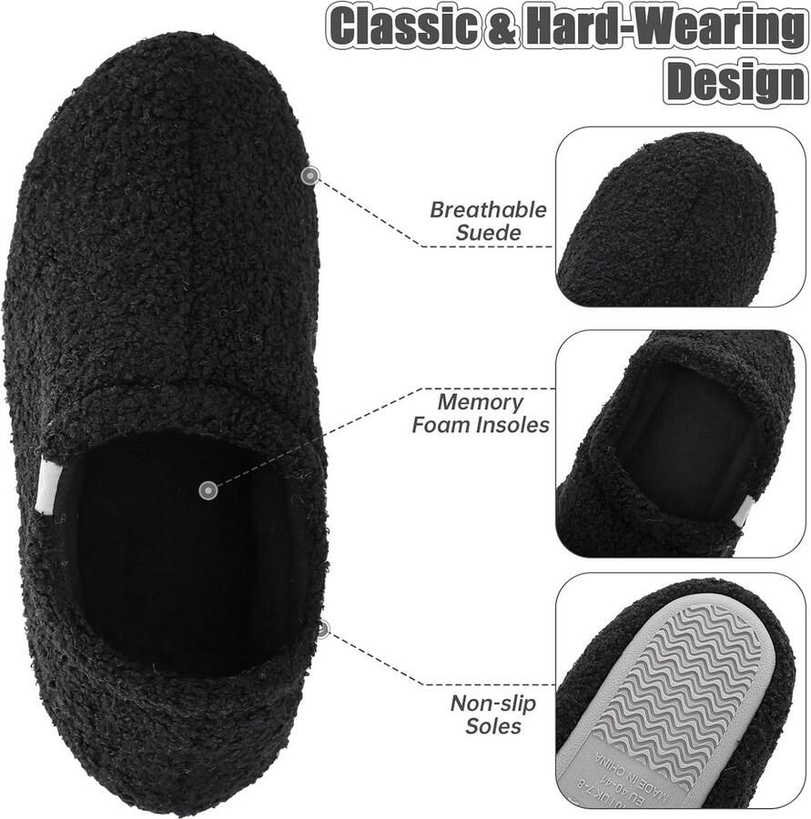 Damespantoffels van traagschuim met voering van imitatiefleece pluche licht en ademend knuffelige antislip pantoffels voor dames