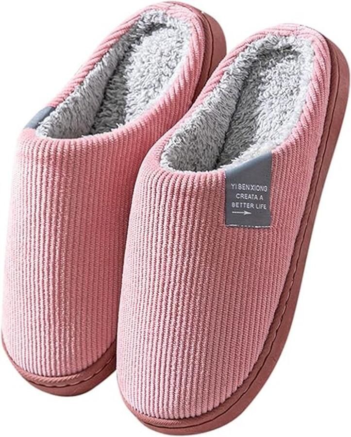 Damespantoffels van traagschuim winterpantoffels voor thuis comfortabele pantoffels van pluche katoen pantoffels voor binnen en buiten winterpantoffels met antislipzool