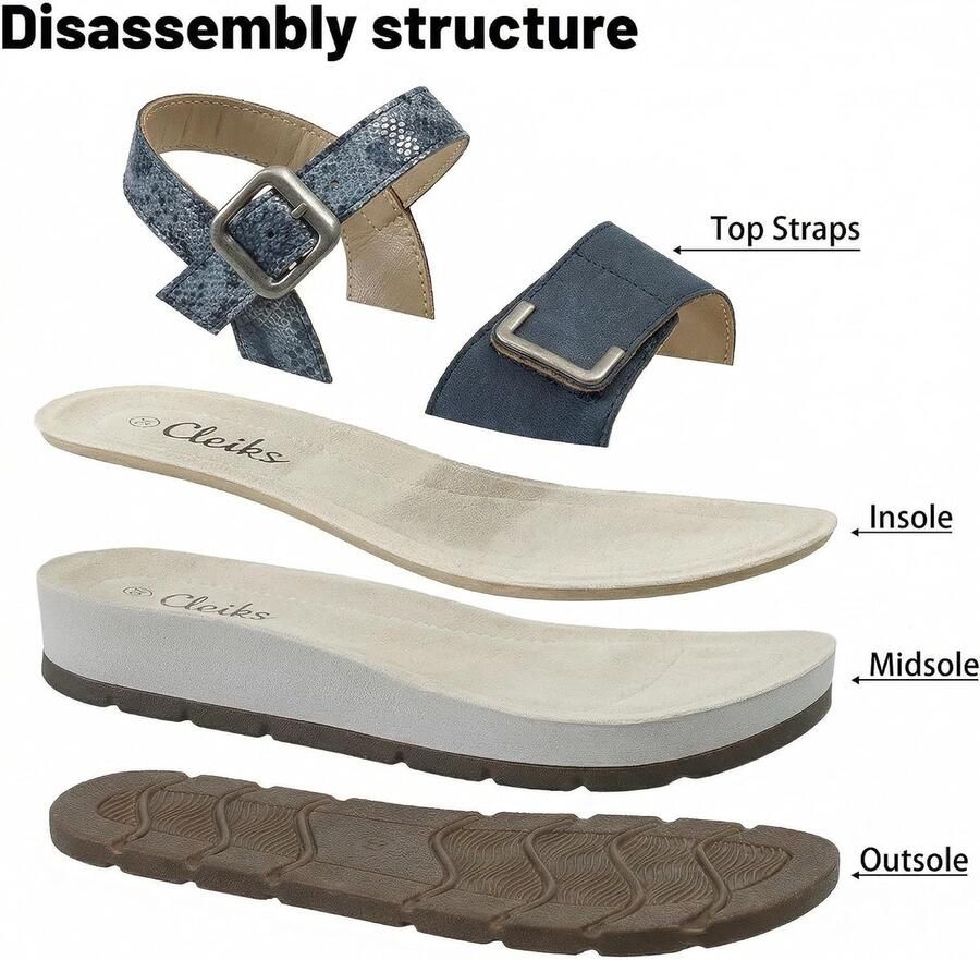 Damessandalen klittenbandsluiting comfortabele Romeinse sandalen brede orthopedische schoenen ShopVlot