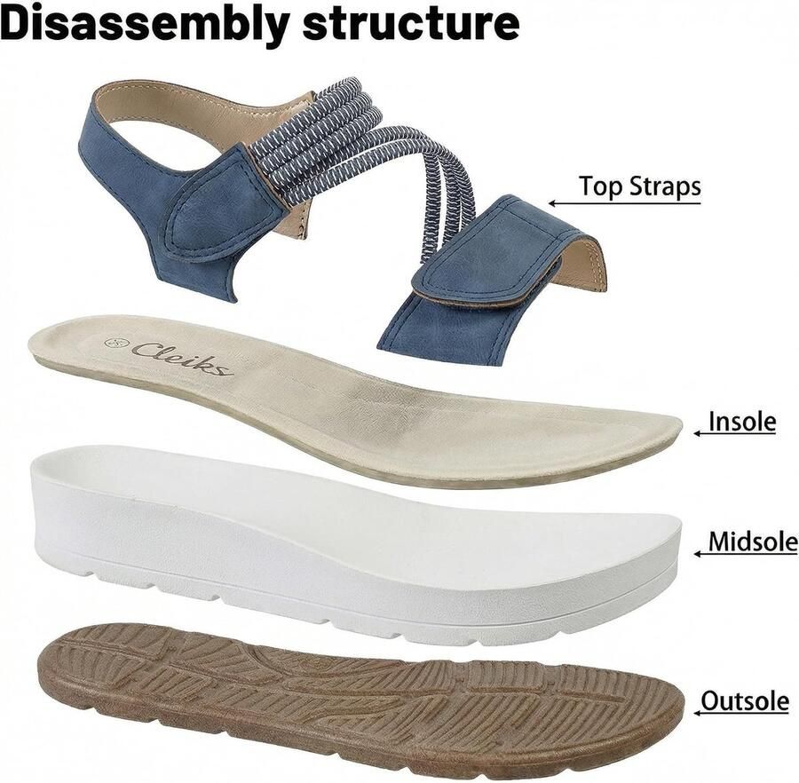 Damessandalen met klittenbandsluiting comfortabele Romeinse sandalen brede orthopedische schoenen ShopVlot