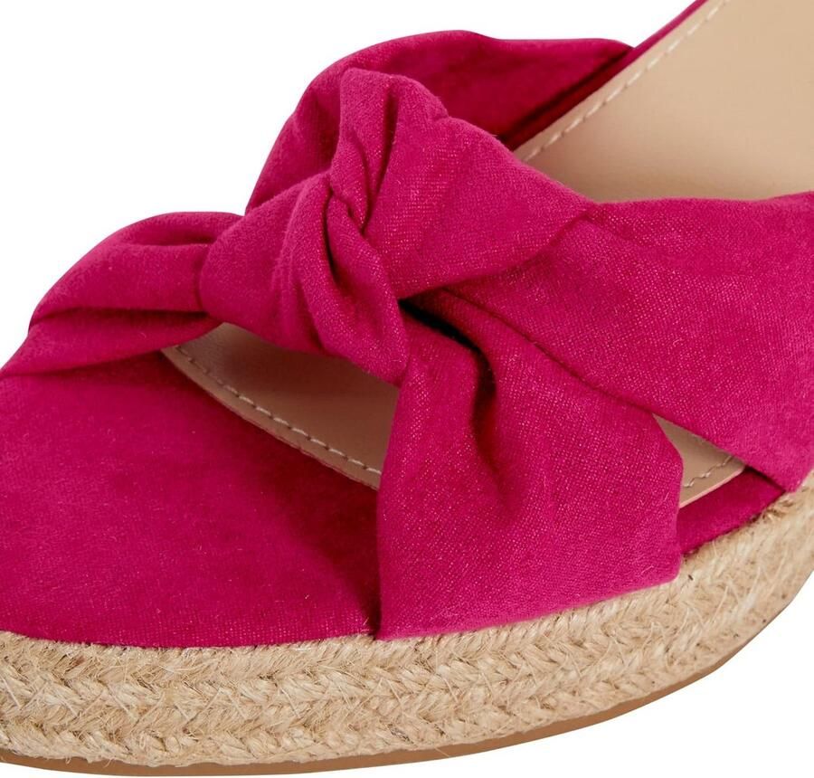 Damessandalen met open teen en sleehak espadrille met geknoopte bandjes en verstelbare enkelriem