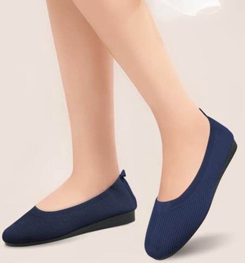 Damesschoenen Gebreide Ballerina's Brede Breedte en Antislipzool