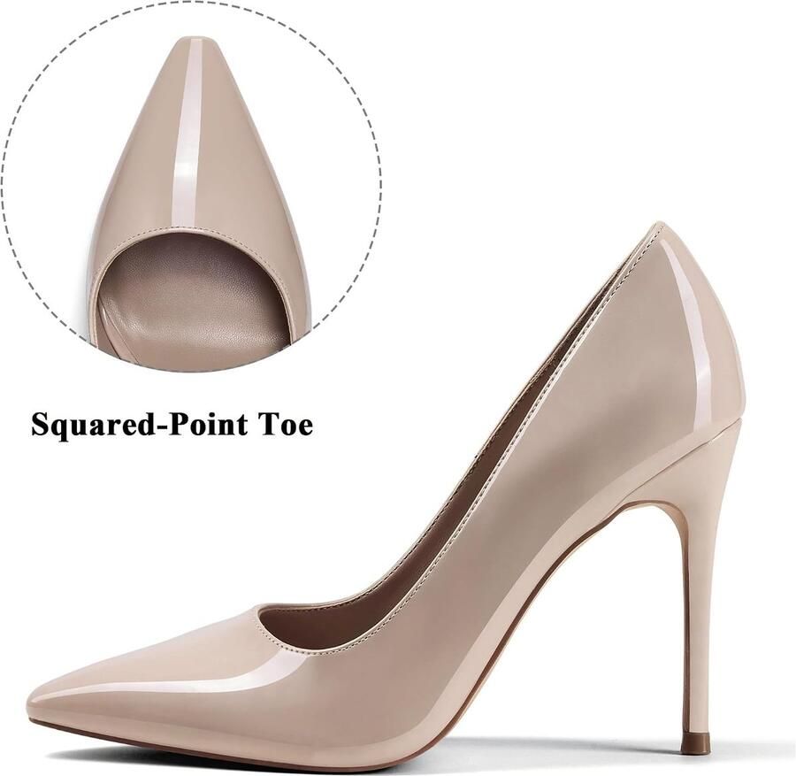 Damesschoenen met licht vierkante punt stilettohak gesloten voor ceremonie en bruiloft