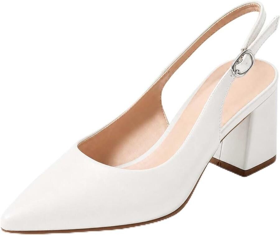 MISSCAI Damesschoenen slingback elegant met geometrische blokhak conische punt - Foto 1