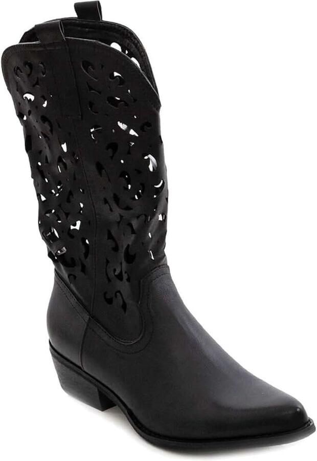 Damesschoenen Texaner Camperos Westernlaarzen geperforeerd G629