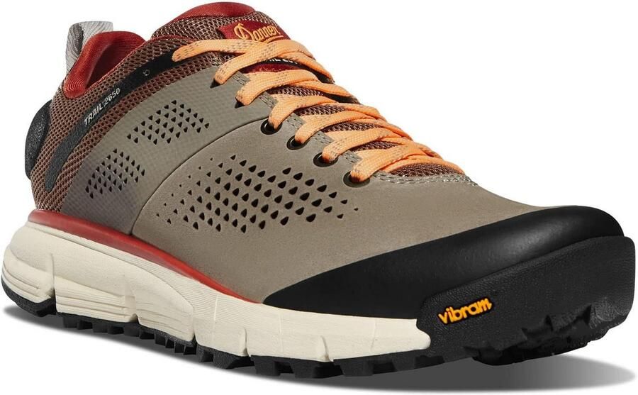 Damesschoenen Trailrunningschoenen Stevige Wandelschoenen Outdoor Kleur Taupe Rood