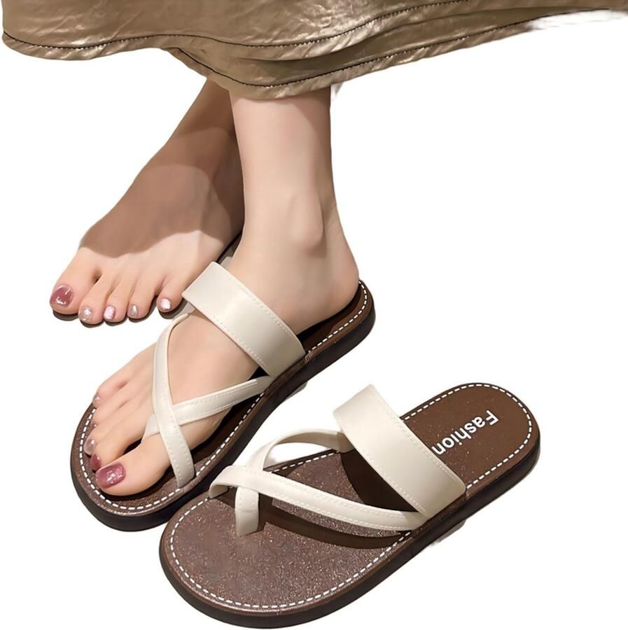 Damesslippers S 36-37 Voetlengte 22 5– Voetbreedte 8 5– Instapslippers Sandalen Casual strandsandalen Zomerslippers Gekruist ontwerp Lichtgewicht & comfortabel Ideaal om te wandelen en voor dagelijks gebruik