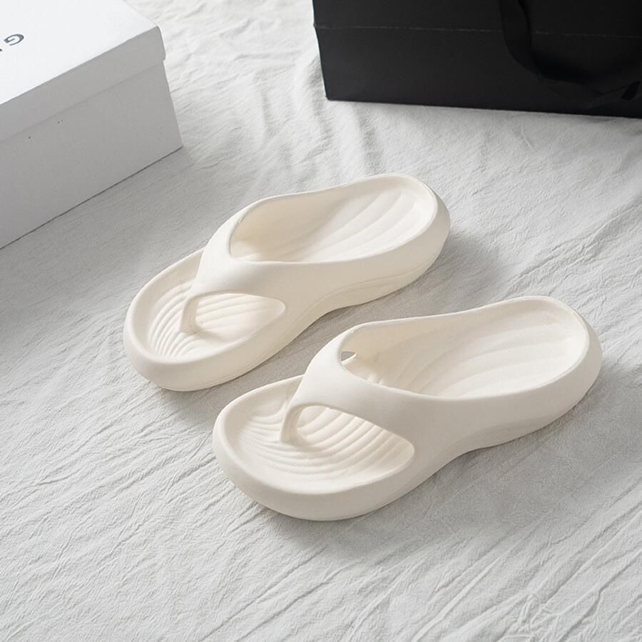 Damesslippers met antislipzool geurwerende comfortabele teenslippers met gedempte EVA-zool modieuze strand- en zwembadslippers voor zomerse reizen Wit 40