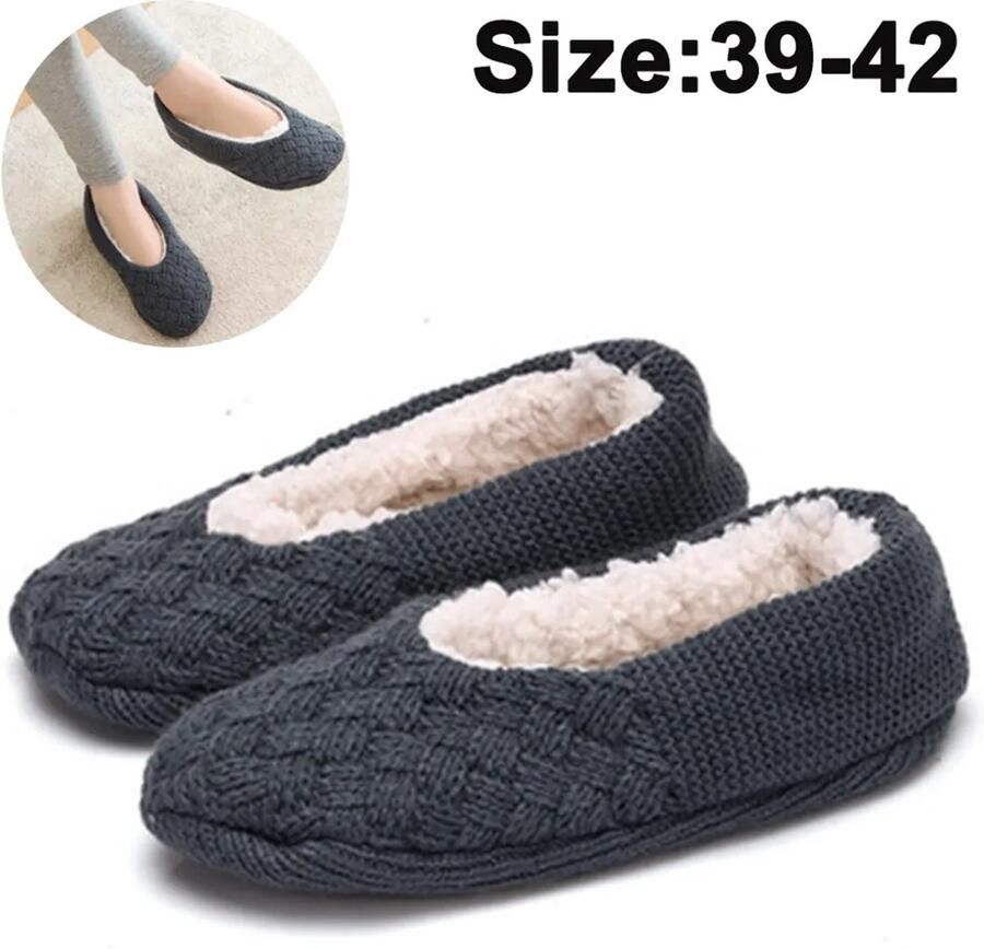 Damesslippers van pluche antislip gebreide slippers van pluche comfortabele en zachte pantoffels Geschikt voor thuis