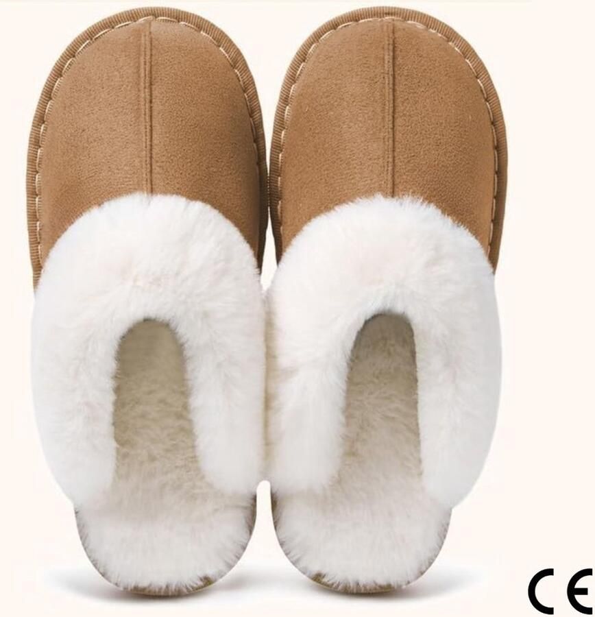 Damesslippers warme winterslippers van imitatiebont zachte platte pluche slippers antislip geschikt voor binnen en buiten van superieure kwaliteit