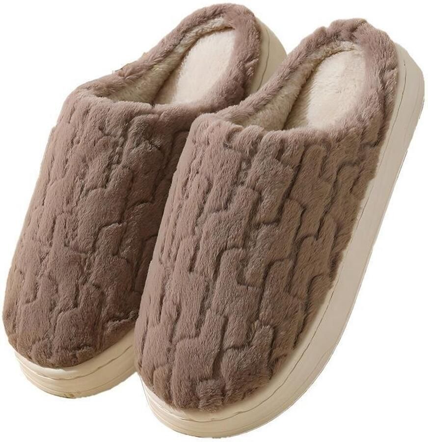 sslippers Zachte pantoffels met traagschuim en ruitpatroon Antislipzool lijk zachte pantoffels Geschikt voor binnen en buiten Diep bruin