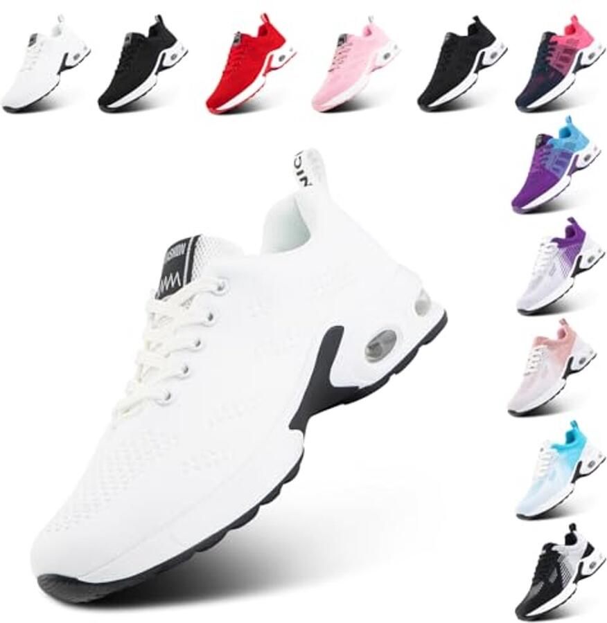 Damessneakers Hardloopschoenen Lichtgewicht Laag Zwart voor Sport en Fitness