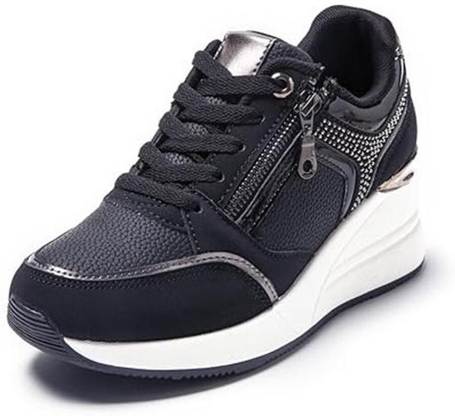 Damessneakers met Wedge Hak en Rits Comfortabele Waterdichte Wandelschoenen