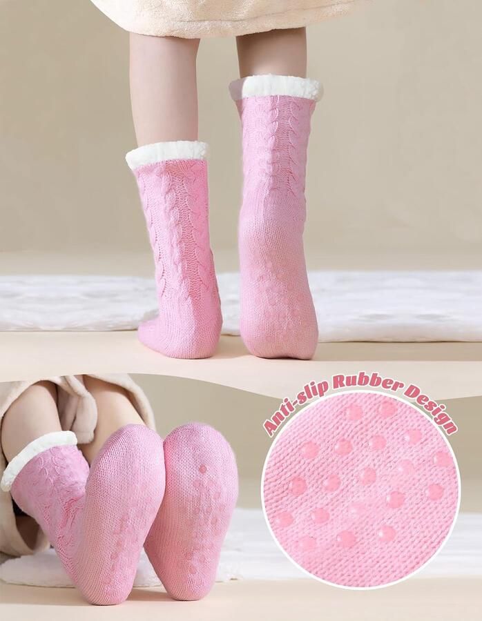 Damessokken met antislip noppen warme zachte knuffelsokken huissokken wintersokken met antislip noppen dikke huissokken kerstsokken